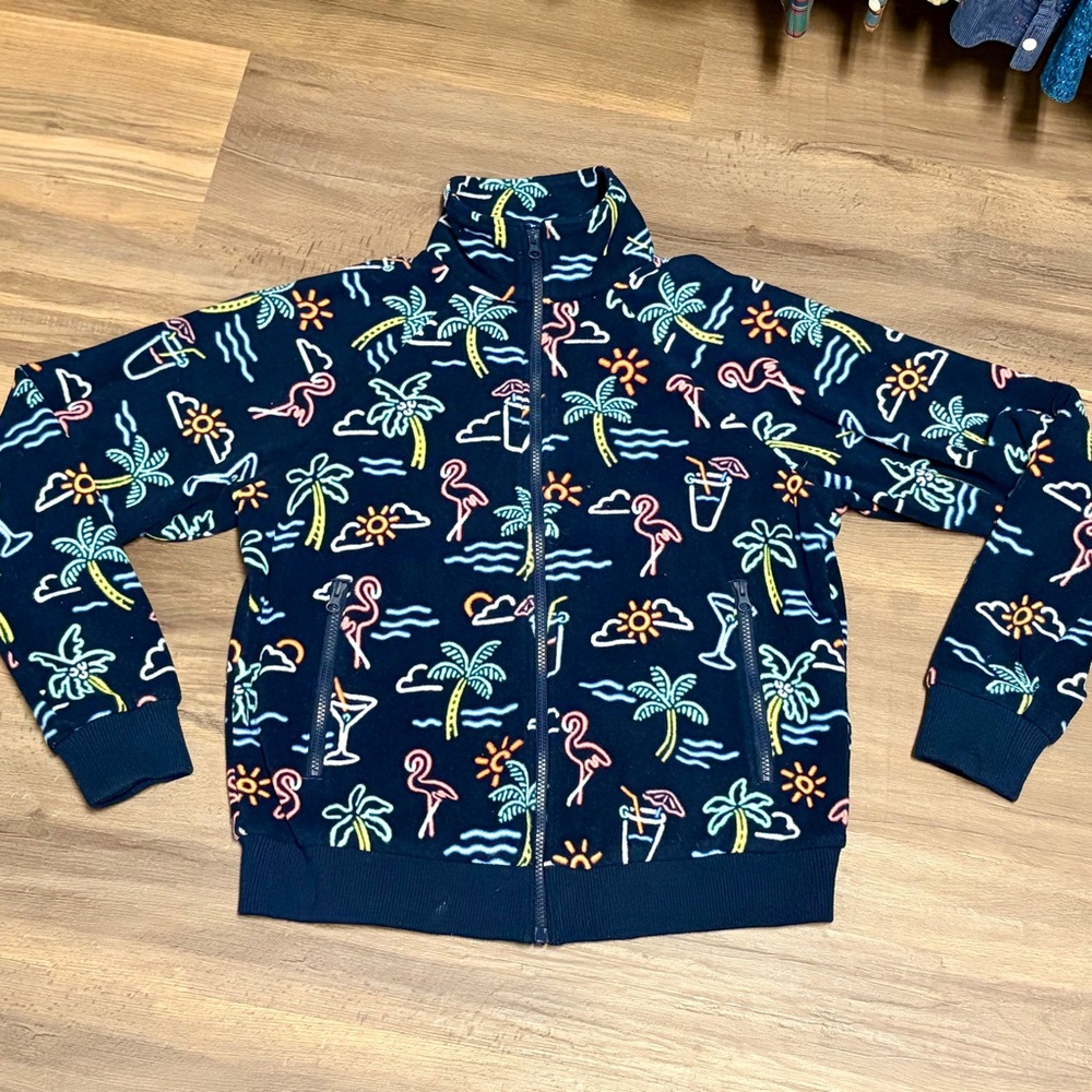 Chubbies “Flamin-Go With The Flow” Neon Print Full-Zip Fleece Jacket Small